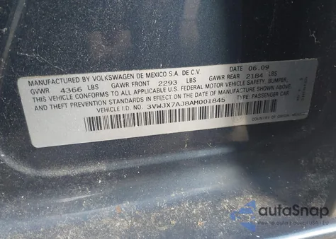 2010 Volkswagen Jetta S из США, поврежденный, VIN 3VWJX7AJ8AM001845